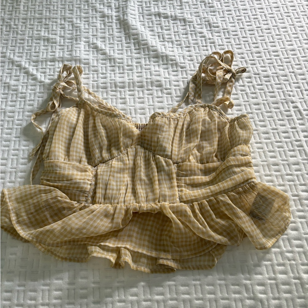 American Eagle Outfitters Cream Textured Top